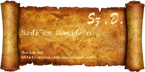 Szűcs Damján névjegykártya